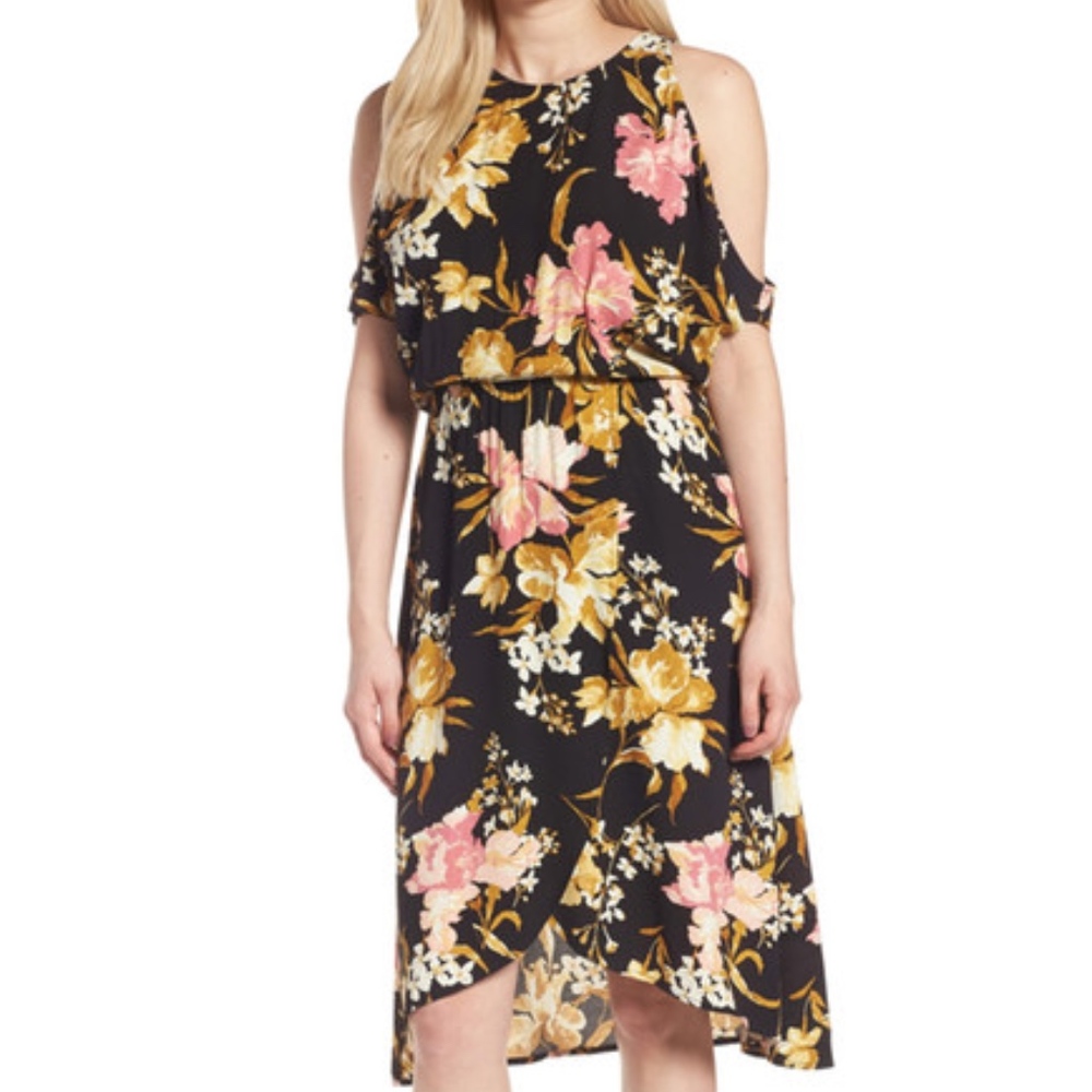leith • cold shoulder high low dress